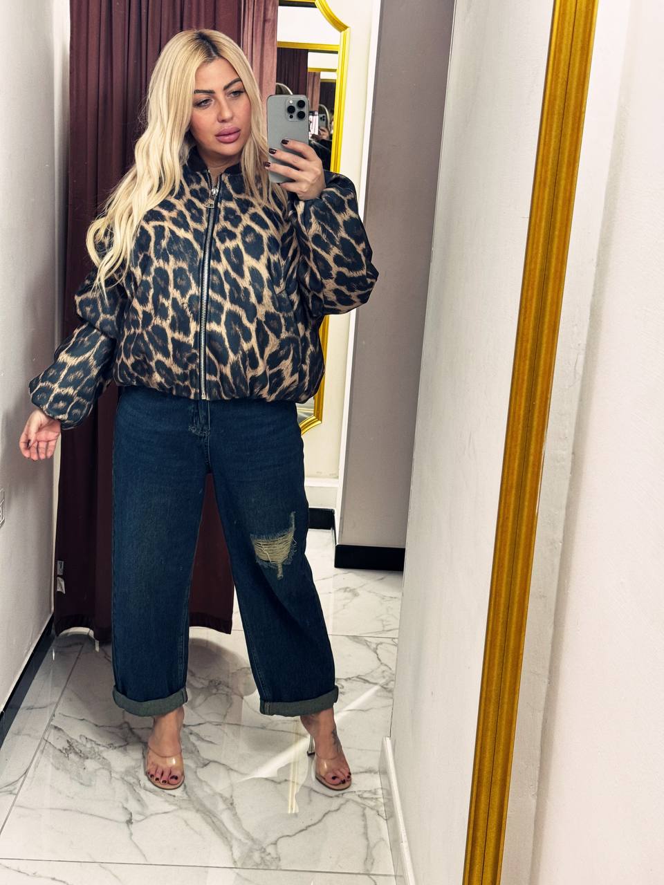 Bomber con stampa animalier Lumina