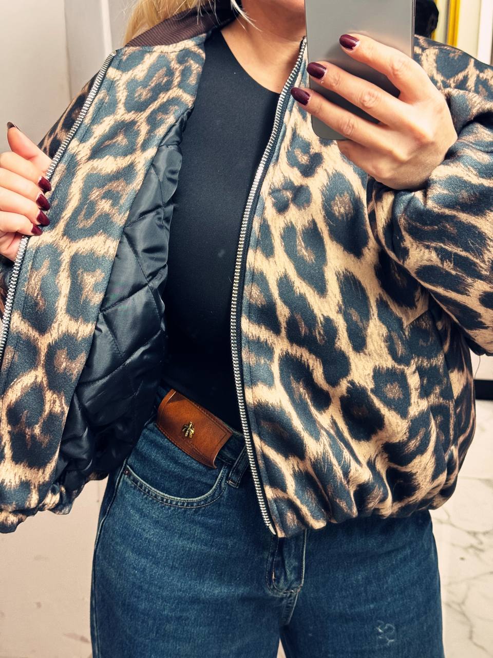 Bomber con stampa animalier Lumina